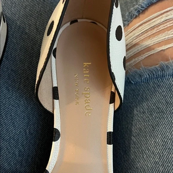 kate spade Black and White Polka Dot Pointed Toe D'Orsay Flats - Picture 4 of 6